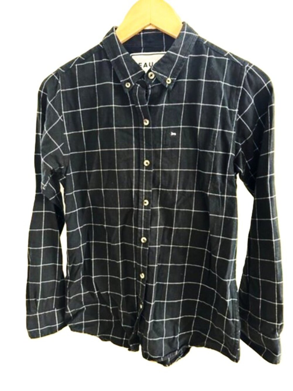 Peau De Loup Plaid Button-Up Shirt Black White Size 4 Gender Inclusive